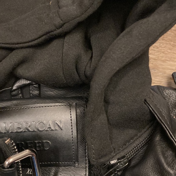 Brand New American Breed Full Zip Faux Leather Removable Hooded Jacket - Picture 7 of 13